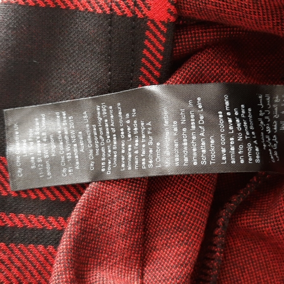 CCX City Chic XXL/24 Red Black Plaid Pleated Buckle Strap V-Neck Dress - Picture 11 of 14